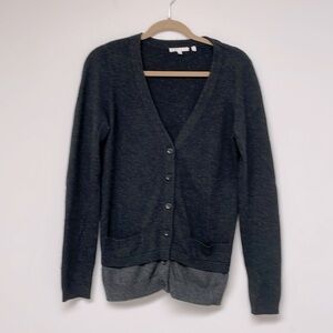 VINCE Cashmere 2 Tone Cardigan Button Up Dark Grey Size Small